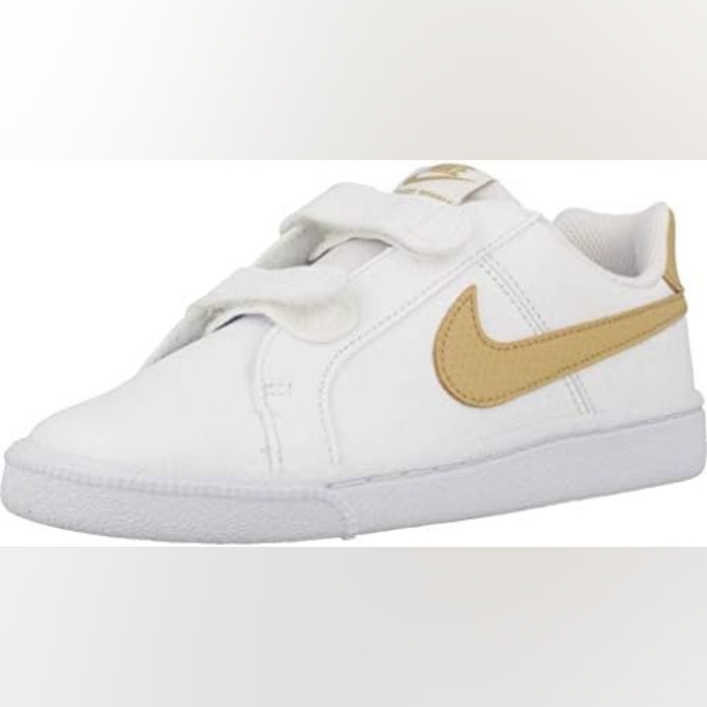 Nike Court Royale White Leather Kids Sneakers with Gold Swoosh Size 7c - Picture 5 of 10